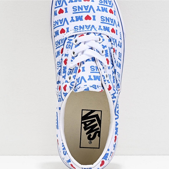 🔥 Vans Era I Heart Vans White & Blue Skate Shoes 🔥 - Picture 4 of 9